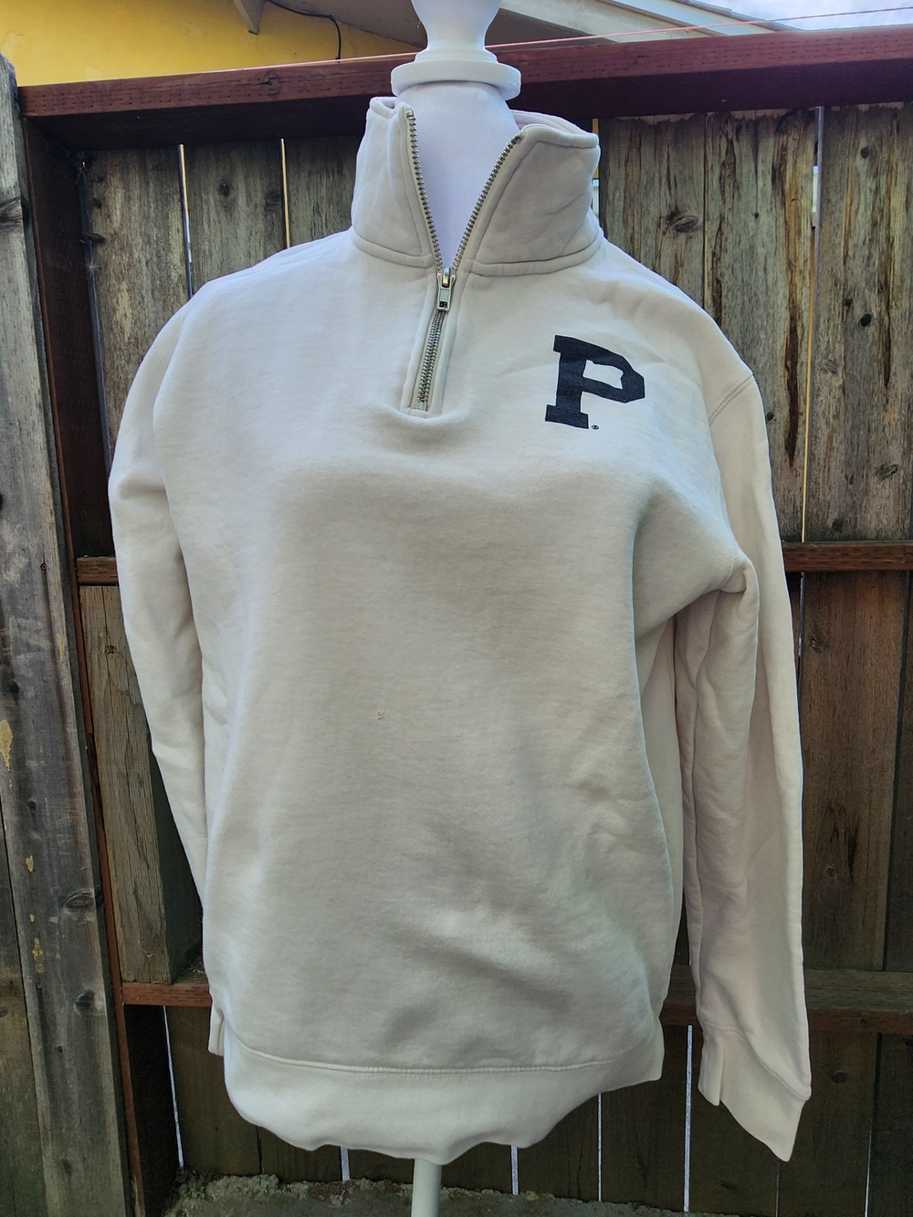 Portland Gear Oatmeal Cream Varsity P Logo Patch Quarter Zip Sweatshirt [S]